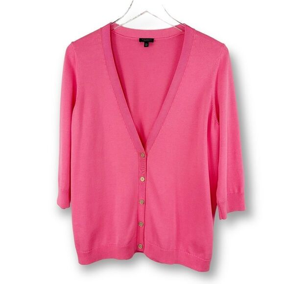 Talbots Petite Pink 3/4 Sleeve V-Neck Cotton Blend‎ Cardigan Sz 1X Petite - Picture 1 of 9